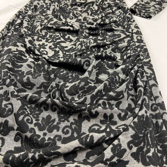 Ganni Anthropologie Black Textured Tapestry Print Ruched Sheath Dress Size S - Picture 11 of 13